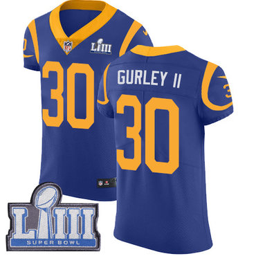 Men’s Los Angeles Rams #30 Todd Gurley Royal Blue Nike NFL Alternate Vapor Untouchable Super Bowl LIII Bound Elite Jersey