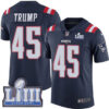 #45 Limited Donald Trump Navy Blue Nike NFL Men’s Jersey New England Patriots Rush Vapor Untouchable Super Bowl LIII Bound