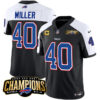 Men’s Buffalo Bills #40 Von Miller Black White 2023 F.U.S.E. AFC East Champions With 4-star C Ptach Football Stitched Jersey