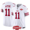 Men’s San Francisco 49ers #11 Brandon Aiyuk White 2023 F.U.S.E. NFC West Champions Patch Football Stitched Jersey