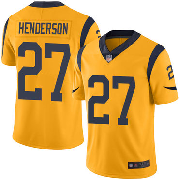 Rams #27 Darrell Henderson Gold Men’s Stitched Football Limited Rush Jersey