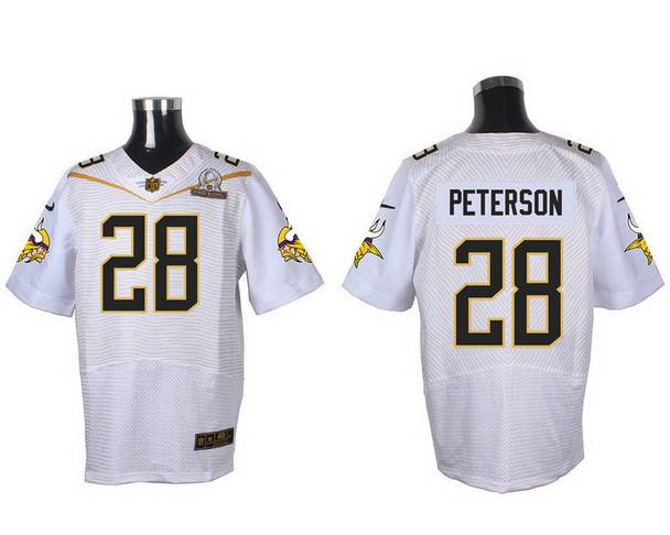 Men’s Minnesota Vikings #28 Adrian Peterson White 2016 Pro Bowl Nike Elite Jersey