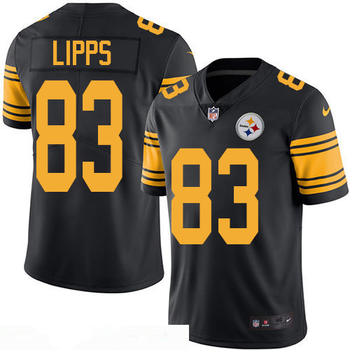 Men’s Pittsburgh Steelers #83 Louis Lipps Retired Black 2016 Color Rush Stitched NFL Nike Limited Jersey