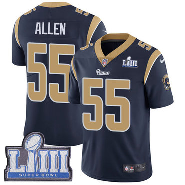 #55 Limited Brian Allen Navy Blue Nike NFL Home Men’s Jersey Los Angeles Rams Vapor Untouchable Super Bowl LIII Bound