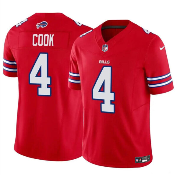 Men’s Buffalo Bills #4 James Cook Red 2023 F.U.S.E. Vapor Untouchable Limited Football Stitched Jersey