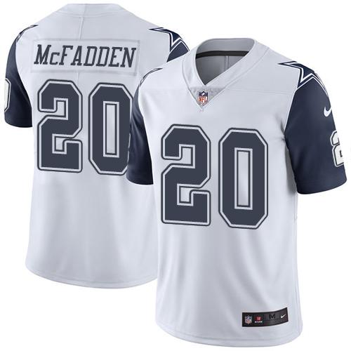 Nike Cowboys #20 Darren McFadden White Men’s Stitched NFL Limited Rush Jersey