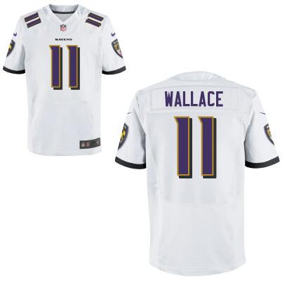 Men’s Baltimore Ravens #11 Mike Wallace Elite White Road Jersey