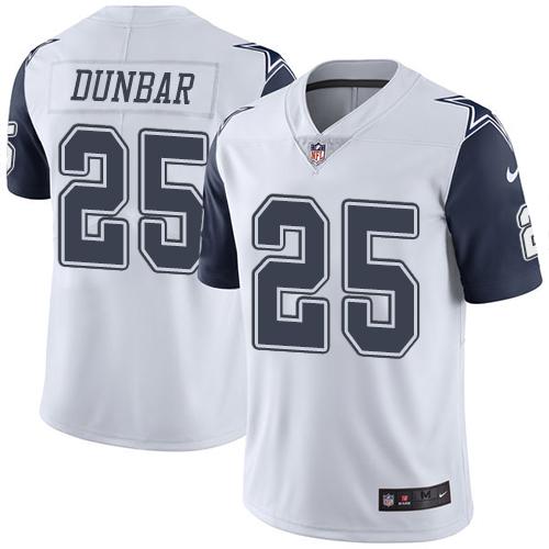 Nike Cowboys #25 Lance Dunbar White Men’s Stitched NFL Limited Rush Jersey