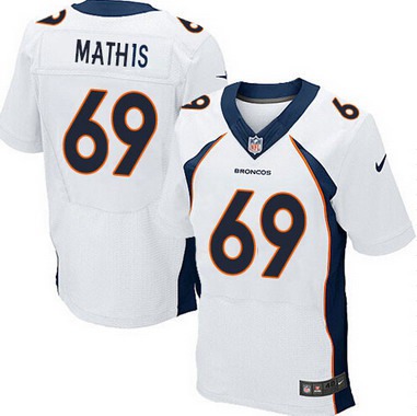 Men’s Denver Broncos #69 Evan Mathis White Road NFL Nike Elite Jersey