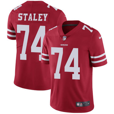 Nike San Francisco 49ers #74 Joe Staley Red Team Color Men’s Stitched NFL Vapor Untouchable Limited Jersey