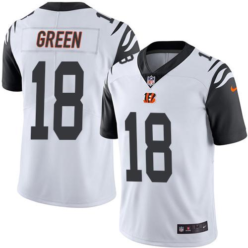 Nike Bengals #18 A.J. Green White Men’s Stitched NFL Limited Rush Jersey