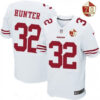 Men’s San Francisco 49ers #32 Kendall Hunter White 70th Anniversary Patch Stitched NFL Nike Elite Jersey