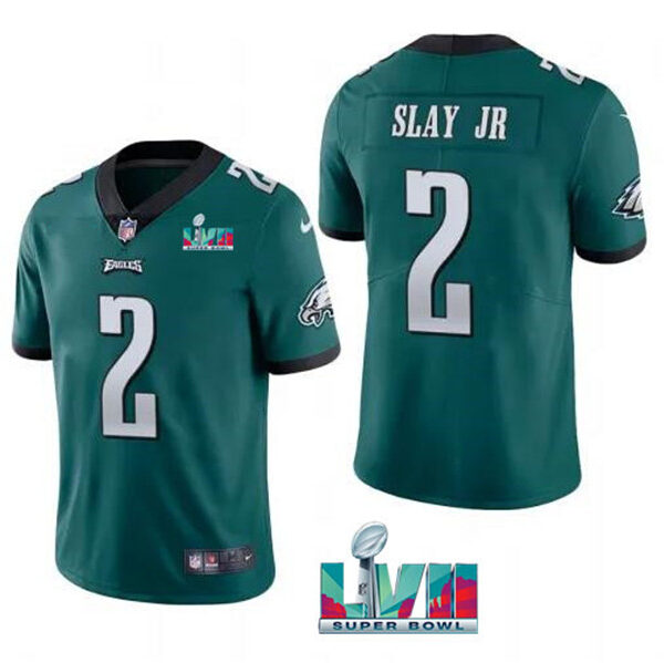 Men’s Philadelphia Eagles #2 Darius Slay JR Green Super Bowl LVII Patch Vapor Untouchable Limited Stitched Jersey