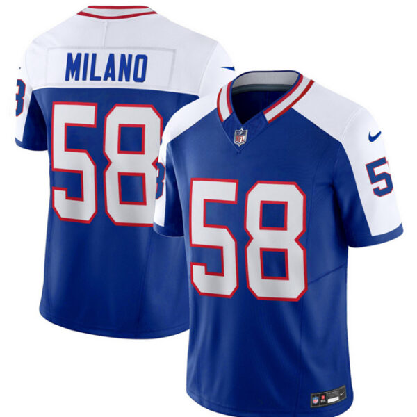 Men’s Buffalo Bills #58 Matt Milano Blue White 2023 F.U.S.E. Throwback Vapor Untouchable Limited Football Stitched Jersey