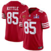 Men’s San Francisco 49ers #85 George Kittle Red 2024 F.U.S.E. Super Bowl LVIII Patch And 4-star C Patch Vapor Untouchable Limited Football Stitched Jersey