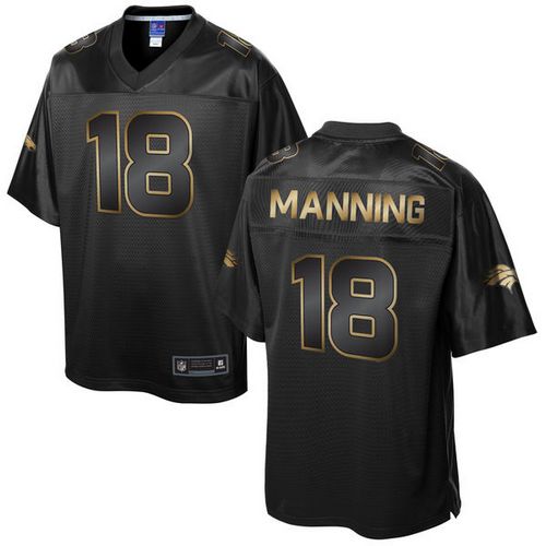 Nike Broncos #18 Peyton Manning Pro Line Black Gold Collection Men’s Stitched NFL Game Jersey