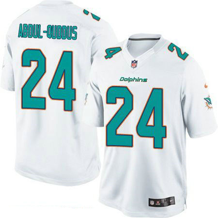 Men’s Miami Dolphins #24 Isa Abdul-Quddus White Road Stitched NFL Nike Game Jersey