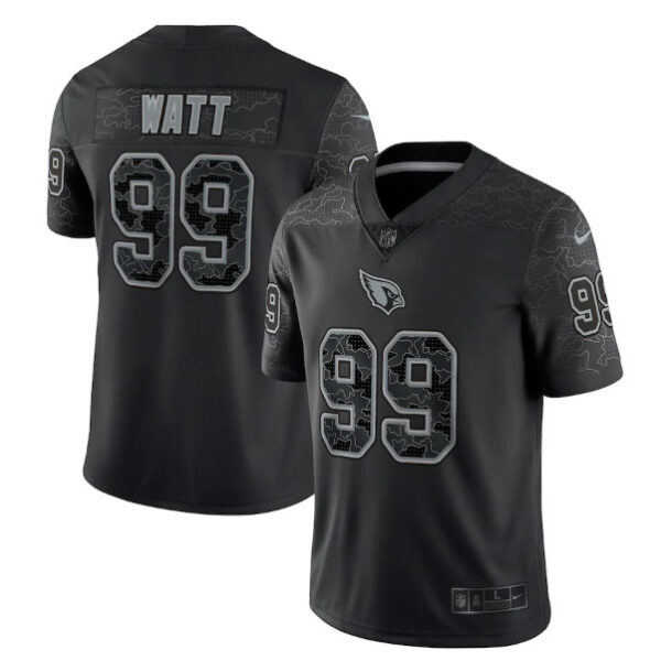 Men’s Arizona Cardinals #99 J.J. Watt Black Reflective Limited Stitched Football Jersey