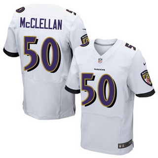 Men’s Baltimore Ravens #50 Albert McClellan White Road NFL Nike Elite Jersey