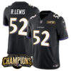 Men’s Baltimore Ravens #52 Ray Lewis Black 2023 F.U.S.E. AFC North Champions Vapor Limited Football Stitched Jersey