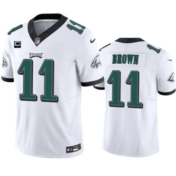 Men’s Philadelphia Eagles #11 A. J. Brown White 2023 F.U.S.E. With 1-Star C Patch Vapor Untouchable Limited Football Stitched Jersey
