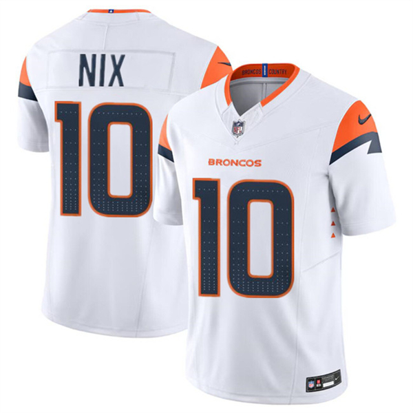 Men’s Denver Broncos #10 Bo Nix White 2024 Draft F.U.S.E. Vapor Limited Football Stitched Jersey