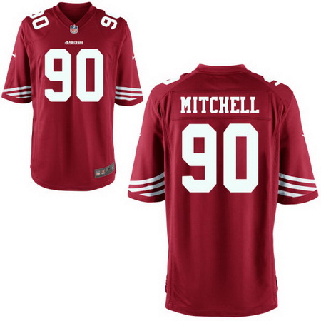 Men’s San Francisco 49ers #90 Earl Mitchell Scarlet Red Team Color Stitched NFL Nike Game Jersey