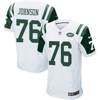 Men’s New York Jets #76 Wesley Johnson White Road NFL Nike Elite Jersey