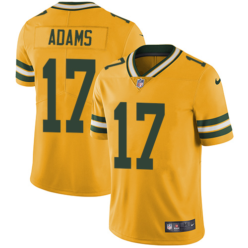 Nike Green Bay Packers #17 Davante Adams Yellow Men’s Stitched NFL Limited Rush Jersey