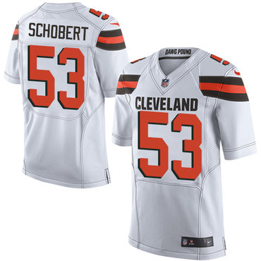 Nike Browns #53 Joe Schobert White Men’s Stitched NFL New Elite Jersey