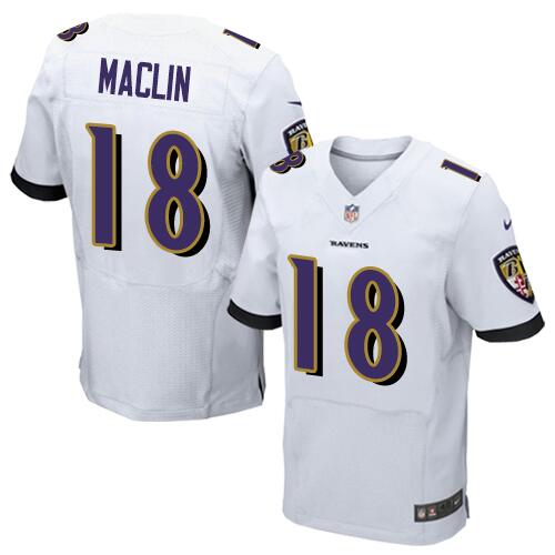 Nike Baltimore Ravens #18 Jeremy Maclin White Men’s Stitched NFL Elite Jersey