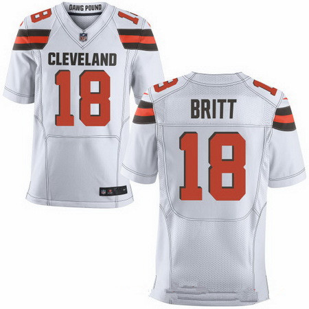 Men’s Cleveland Browns #18 Kenny Britt White Road Stitched NFL Nike Elite Jersey