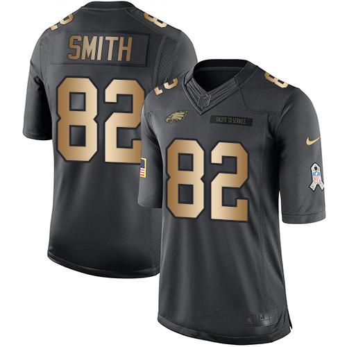 Nike Philadelphia Eagles #82 Torrey Smith Black Men’s Stitched NFL Limited Gold Salute To Service Jersey