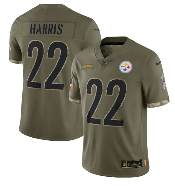 Men’s Pittsburgh Steelers #22 Najee Harris 2022 Olive Salute To Service Limited Stitched Jersey