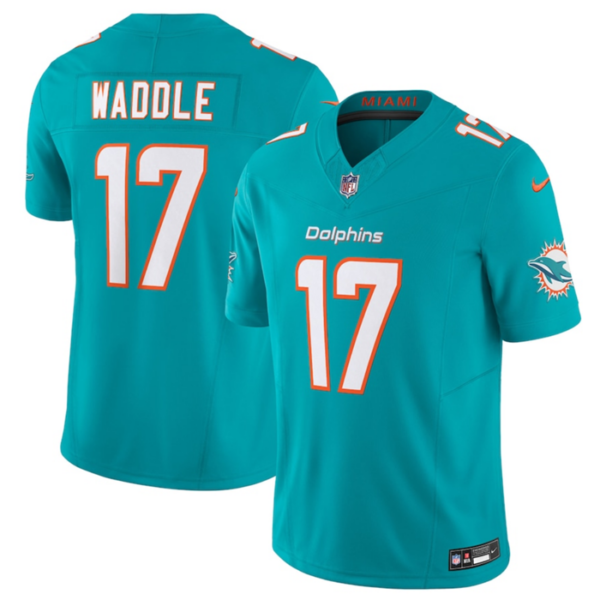 Men’s Miami Dolphins #17 Jaylen Waddle Aqua 2023 F.U.S.E Vapor Limited Stitched Football Jersey