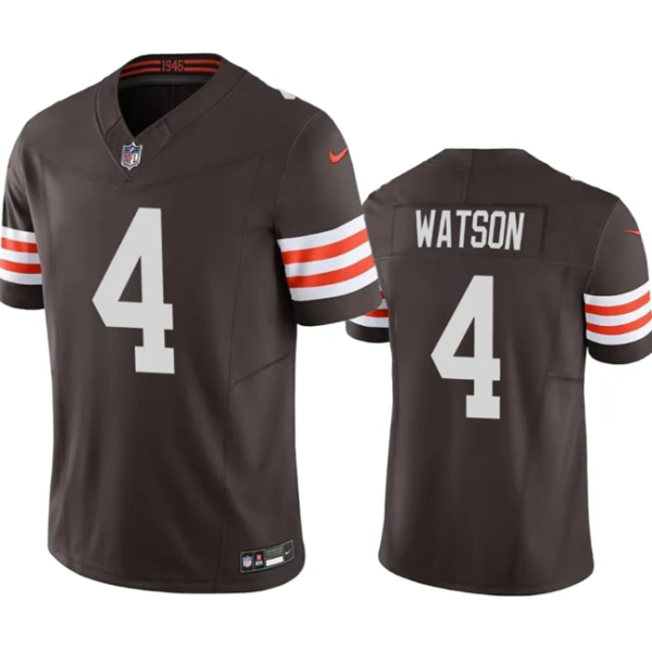 Men’s Cleveland Browns #4 Deshaun Watson Brown 2023 F.U.S.E. Vapor Untouchable Limited Stitched Jersey
