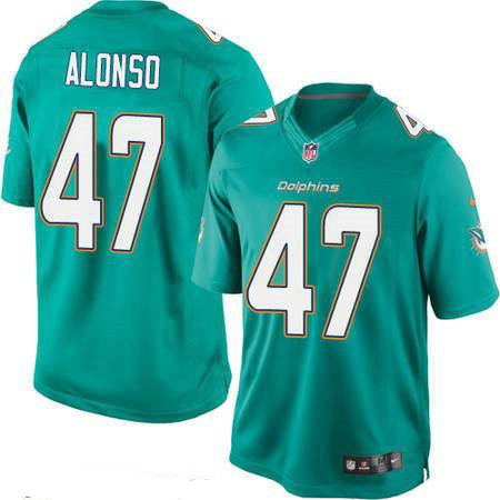 Men’s Miami Dolphins #47 Kiko Alonso Green Team Color Stitched NFL Nike Game Jersey
