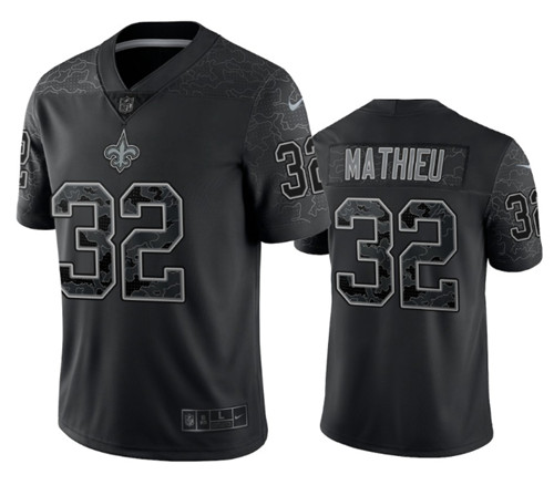 Men’s New Orleans Saints #32 Tyrann Mathieu Black Reflective Limited Stitched Football Jersey