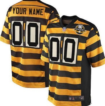Men’s Nike Pittsburgh Steelers Blank (no name and no number)Yellow With Black Throwback 80TH Jersey