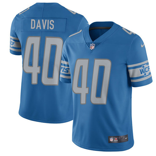 Nike Men’s Detroit Lions #40 Jarrad Davis Vapor Untouchable Limited Light Blue Home Jersey