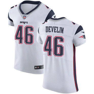 Men’s Nike New England Patriots #46 James Develin White Stitched NFL Vapor Untouchable Elite Jersey