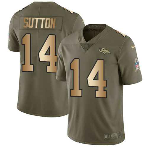 Nike Denver Broncos #14 Courtland Sutton Olive Gold Men’s Stitched NFL Limited 2017 Salute to Service Jersey