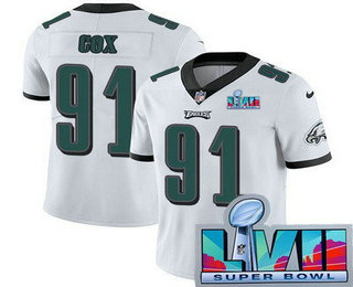 Men’s Philadelphia Eagles #91 Fletcher Cox Limited White Super Bowl LVII Vapor Jersey