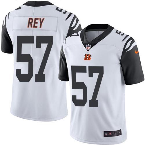 Nike Bengals #57 Vincent Rey White Men’s Stitched NFL Limited Rush Jersey
