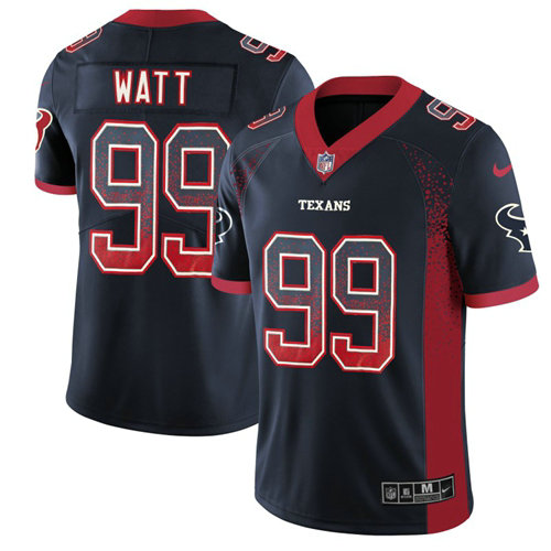 Men’s Nike Houston Texans #99 J.J. Watt Navy Blue Team Color Stitched NFL Limited Rush Drift Fashion Jersey
