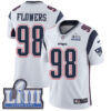 #98 Limited Trey Flowers White Nike NFL Road Youth Jersey New England Patriots Vapor Untouchable Super Bowl LIII Bound