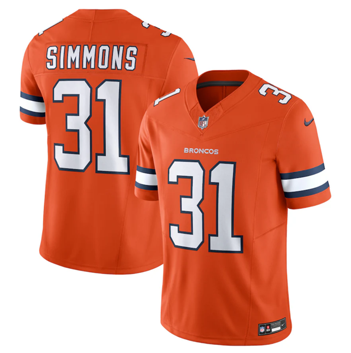 Men’s Denver Broncos #31 Justin Simmons Orange 2023 F.U.S.E. Vapor Untouchable Stitched Jersey