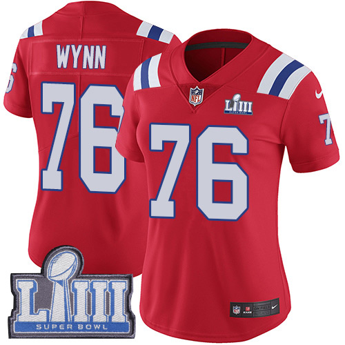 #76 Limited Isaiah Wynn Red Nike NFL Alternate Women’s Jersey New England Patriots Vapor Untouchable Super Bowl LIII Bound