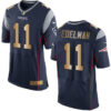 Nike Patriots #11 Julian Edelman Navy Blue Team Color Men’s Stitched NFL New Elite Gold Jersey