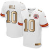 Nike Chiefs #10 Tyreek Hill White Men’s Stitched NFL Elite Gold Jersey